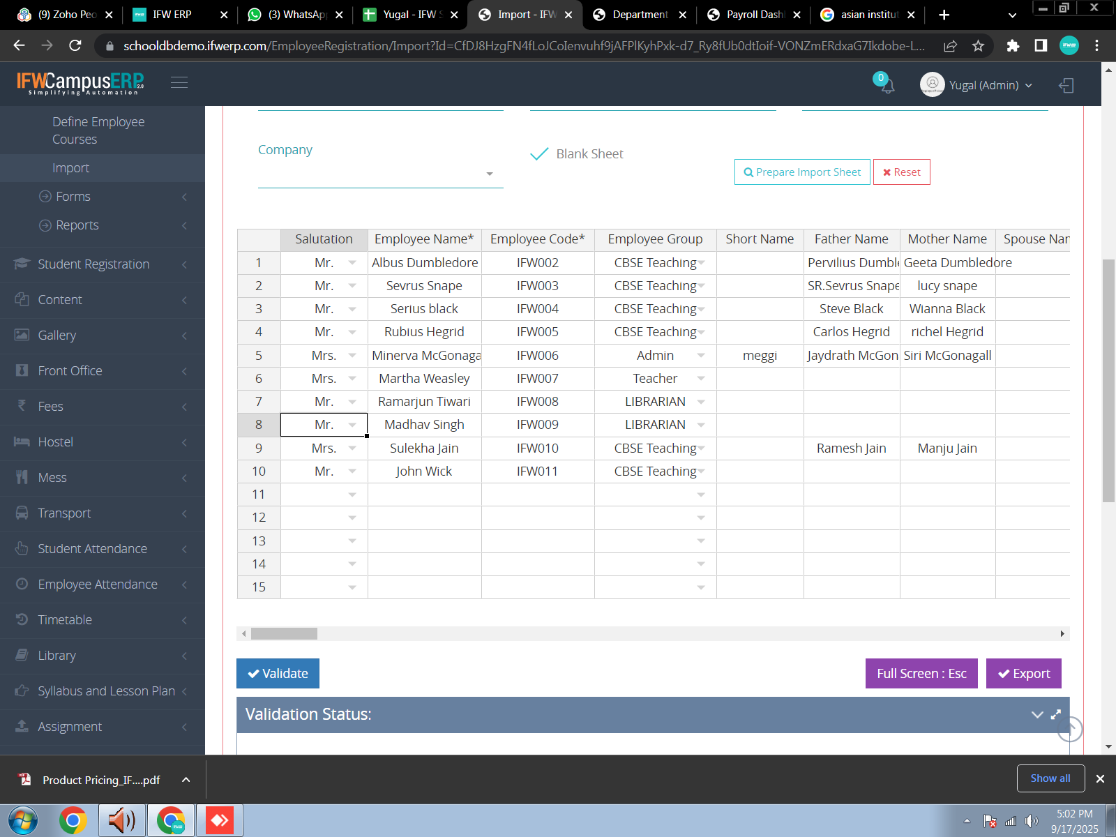 How to insert Employee data in bulk